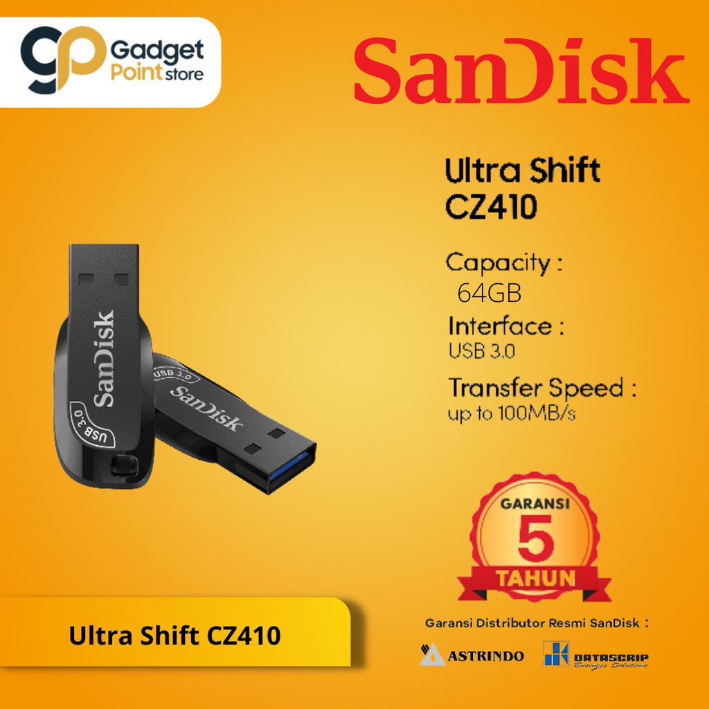 Flashdisk 64GB Sandisk Ultra USB 3.0 CZ410 64 GB  - Garansi Resmi 5 Tahun