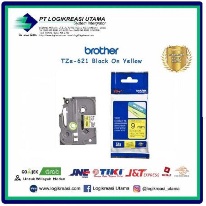 

Label Tape Brother TZe-621 Black On Yellow TZ Tape 9mm