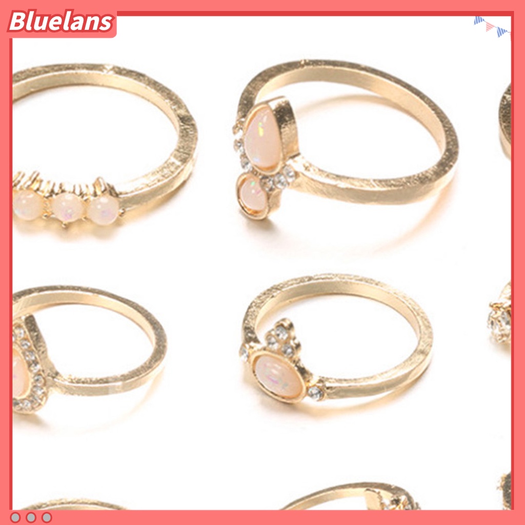 16pcs / Set Cincin Knuckle Bentuk Mahkota Aksen Berlian Imitasi Bahan Alloy Gaya Bohemia Stackable