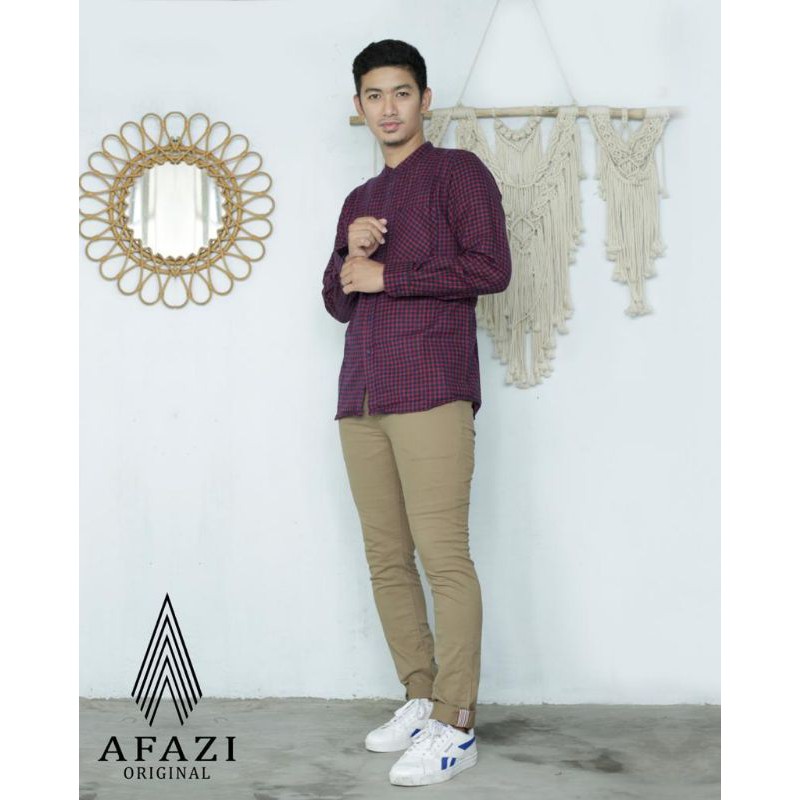 BAJU KOKO AFAZI ORIGINAL PREMIUM MOTIF KOTAK I KOKO FLANEL KEMKO FASHION MUSLIM PRIA KOKO TERBARU
