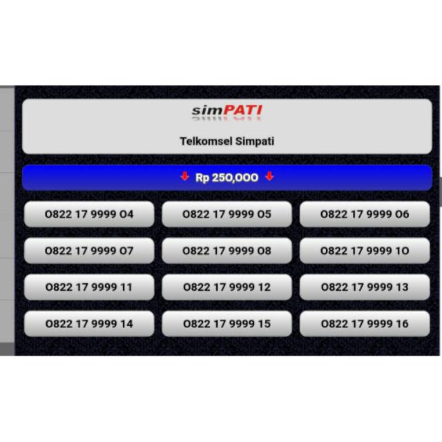 NOMOR CANTIK SIMPATI 0822 17 9999XX