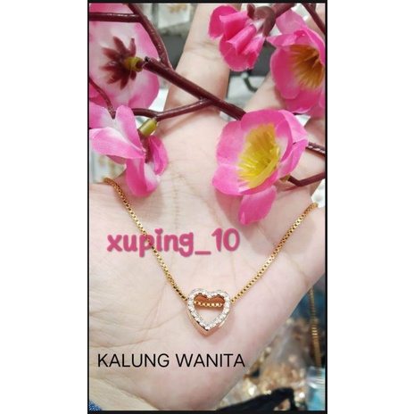 Kalung Italy + Liontin Love Perhiasan Xuping Gold