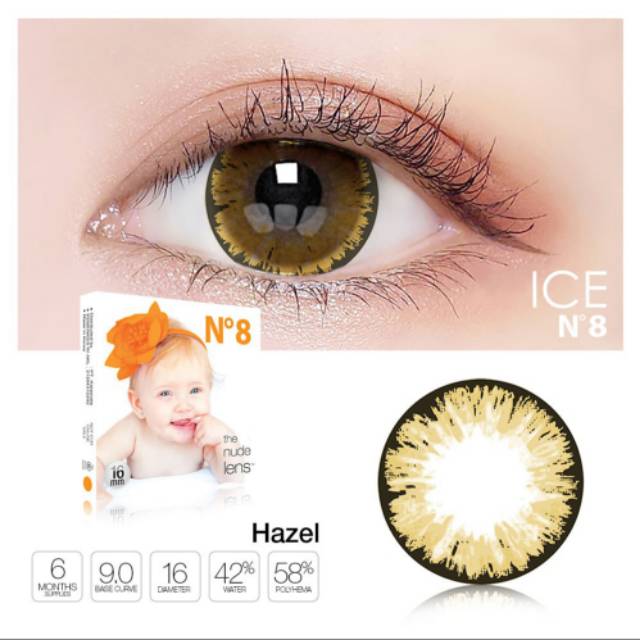 Softlens warna bulanan ICE No 8/soflens bulanan ice n8 colour BIG EYES/BABY EYES normal s/d -6.00