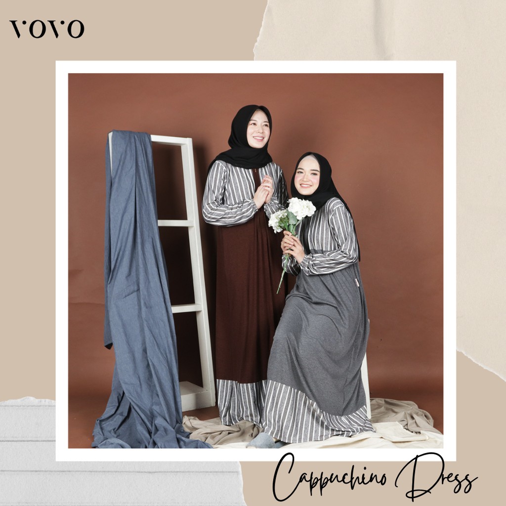 VOVO GAMIS KAOS SC CAPPUCHINO - Dress Original Terbaru Busui Friendly Remaja Wanita Modern 2021