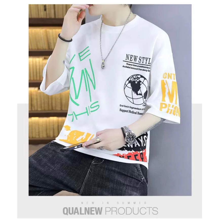 AmsPro - Baju Atasan Pria Genri Lengan Pendek Baju Distro Trendi Pria Fashion Pria