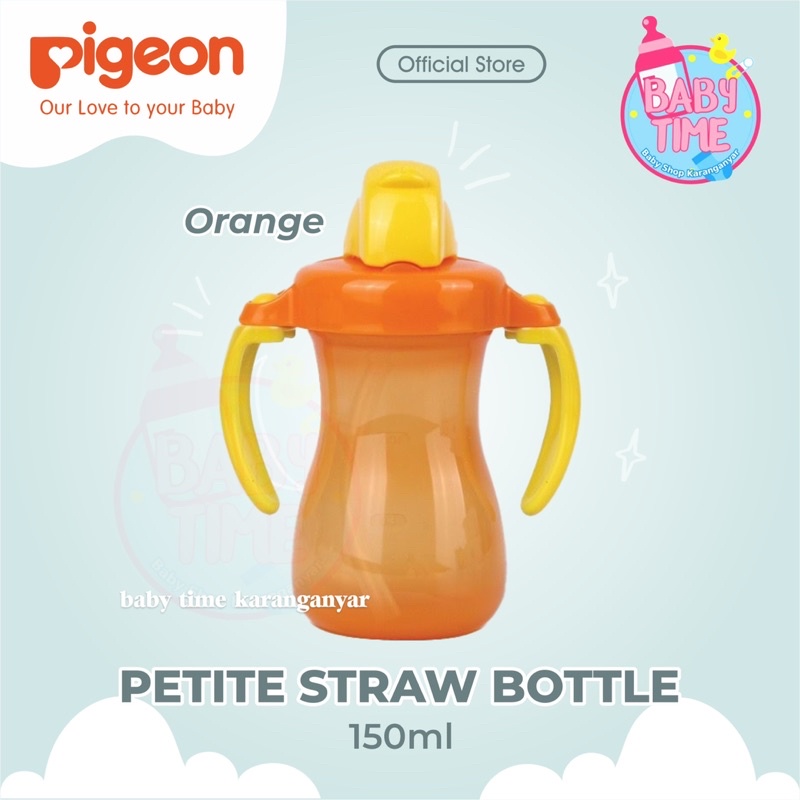 PIGEON Petite Straw Bottle Botol Cangkir Gelas Minum Anak Bayi 150ML 150 ML Training Cup Pink Blue