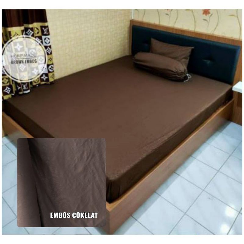 BAHAN KAIN SPREI EMBOS COKLAT