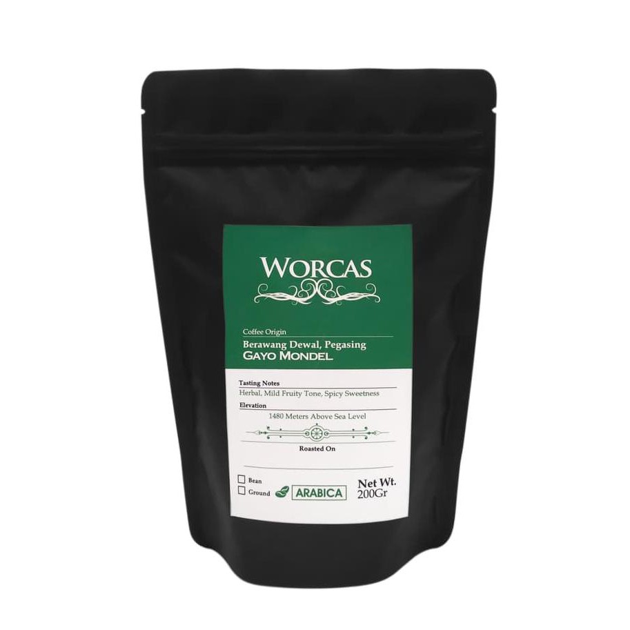 

Kopi Arabica Aceh Gayo 200 Gram (Biji/Bubuk) | Worcas Coffee - KOPI BIJI