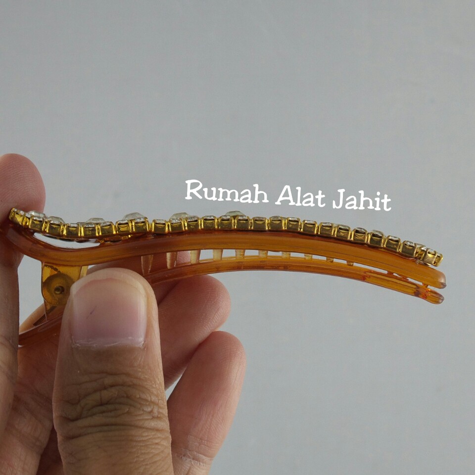Jepit Rambut / Hair Clip Permata Baris Bulat 7.5cm (sepasang)