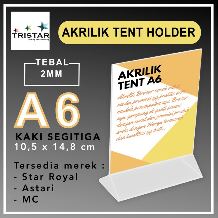 

Terlaris A6 tent holder tanpa LOGO ( kaki segitiga uk 105 x 148 cm )