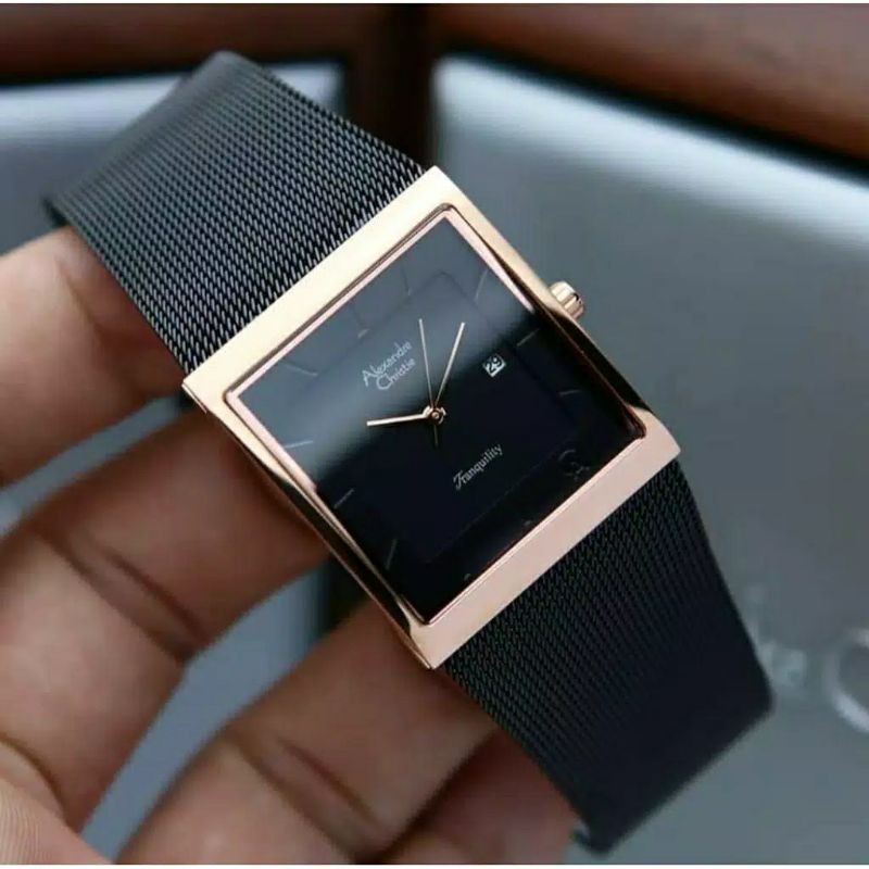 Original Couple Watch Alexandre Cristie AC 8333 Rose Black Gold