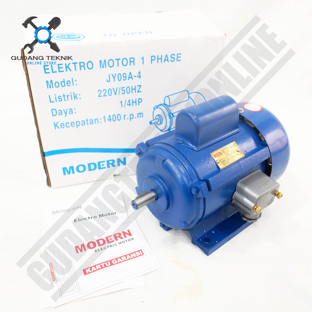 Dinamo Motor Penggerak 1/4Hp 4P 1P 1400rpm MODERN - Dinamo Elektro Motor 0.25Hp 4P 1 Phase MODERN