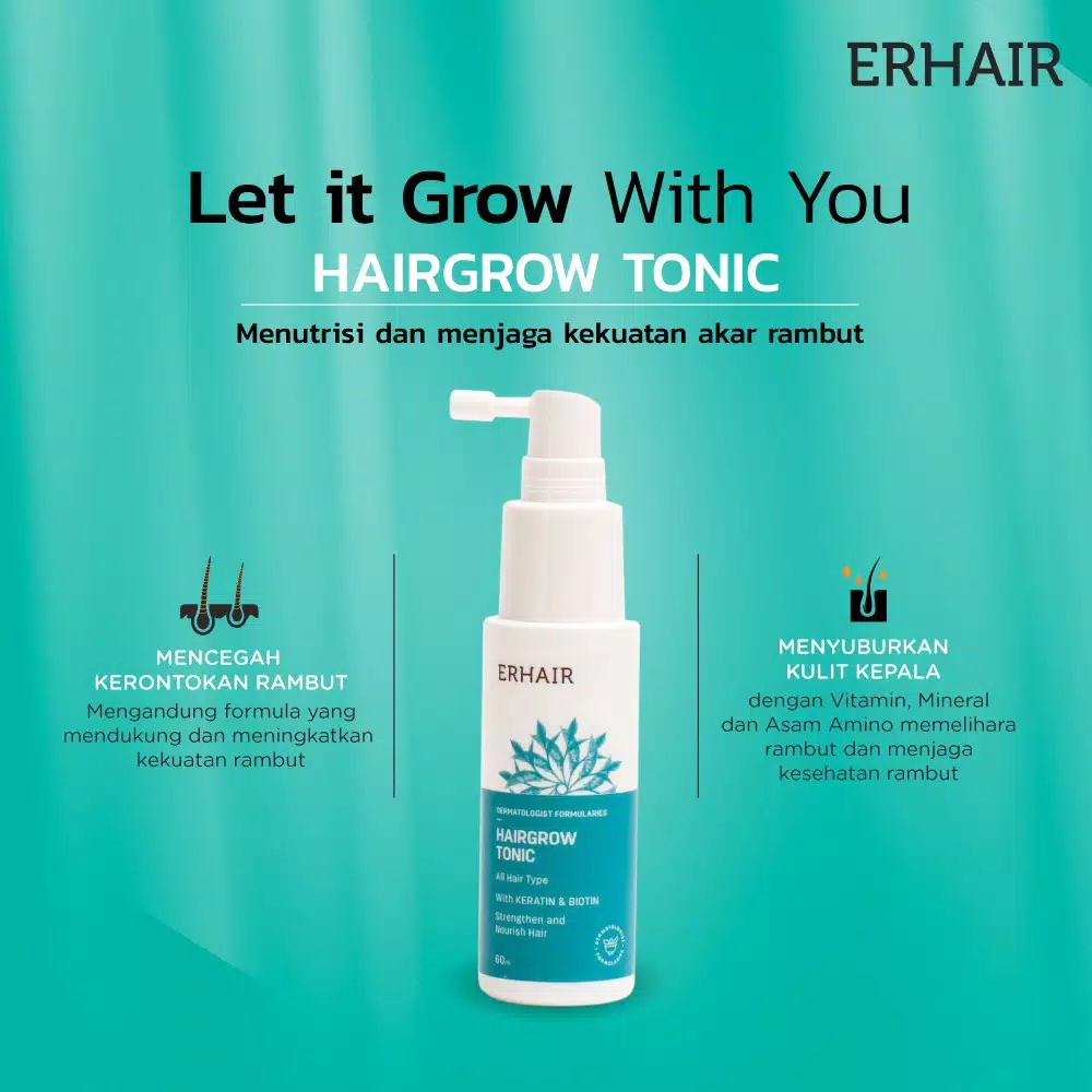 ERHAIR Hairgrow Tonic 60 ml - Tonik Rambut Anti Rontok ~ ORIGINAL 100%