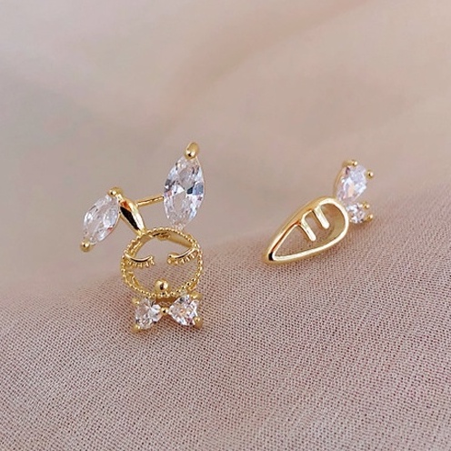 Anting stud Jarum Perak S925 Bentuk Wortel Warna Emas