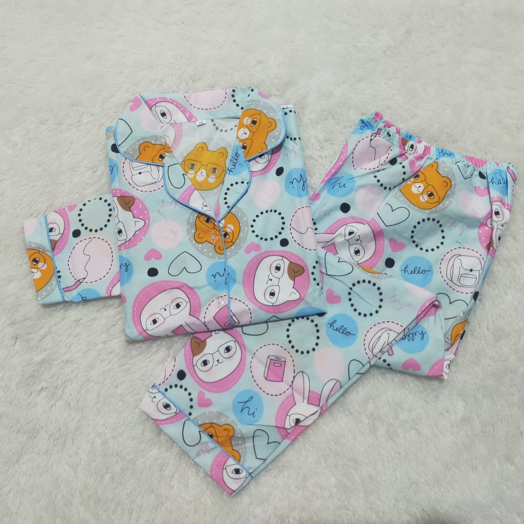 VeriFel Piyama Balita Cewek Katun Micro Impor Motif Kartun Karakter Promo Murah Setelan CP / PP Usia 1 th - 5 th-3