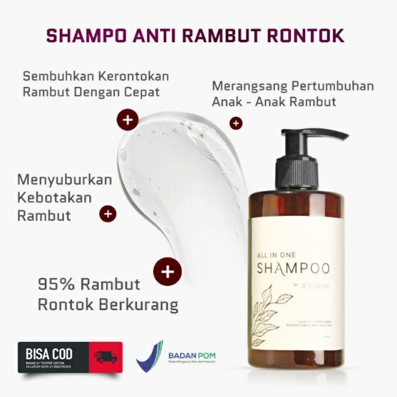 (TERMURAH + COD)JEVARINE Shampoo Anti Rambut Rontok, Botak, Penghitam dan Anti Ketombe All In One, Shampo Menyembuhkan Kebotakan Kerontokan Parah Pria dan Wanita, Ketombe Parah- Lazuardi Store