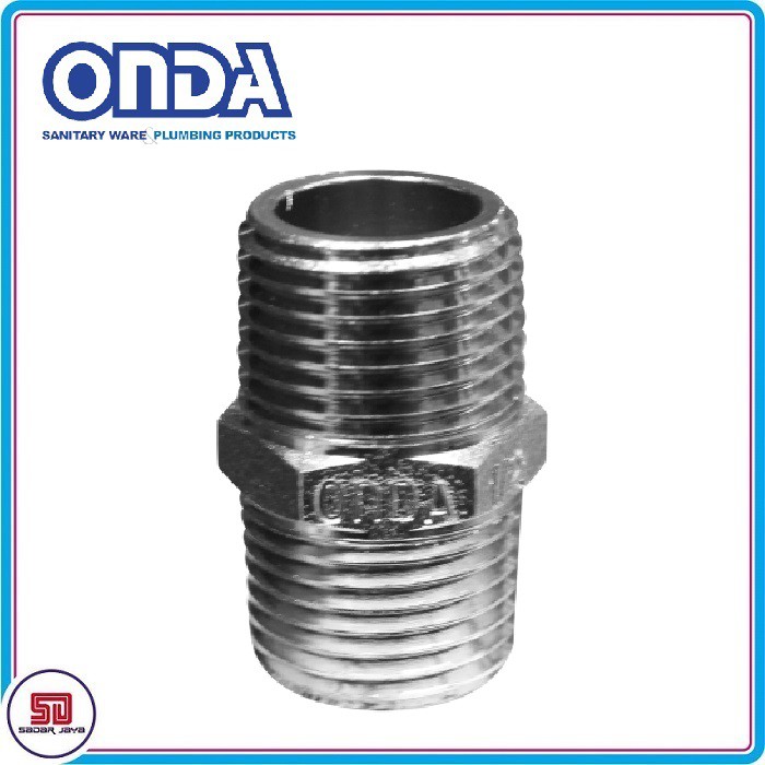 ONDA Double Nipple Nepple Chrome Kuningan Sambungan Pipa Drat Luar Konektor 1/2&quot;