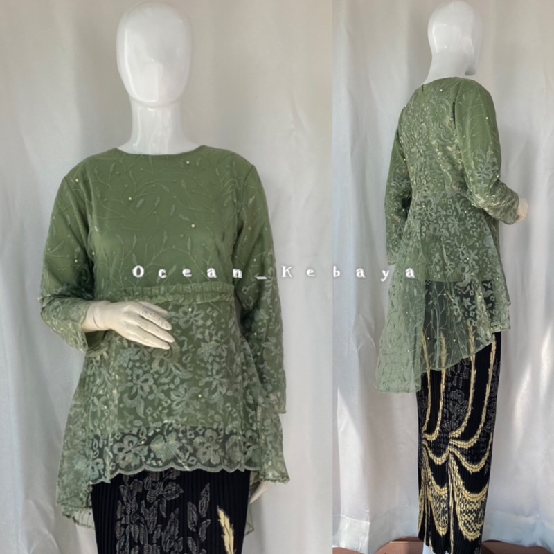 kebaya wisuda/ stelan / kebaya modern/ ocean kebaya/ kebaya brokat tulle gotik rempel