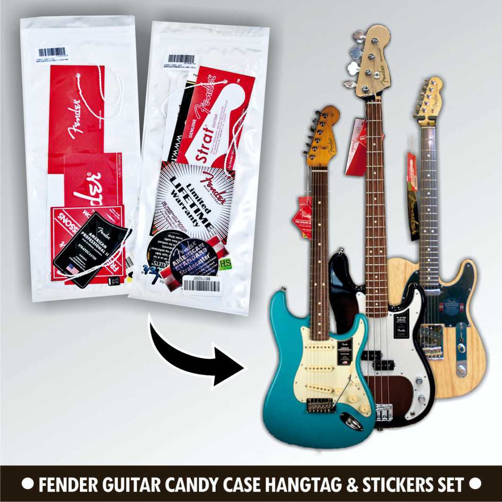 Fender Mexico Player Series Guitar and Bass Candy Case Hangtag Set Plus Sticker Set