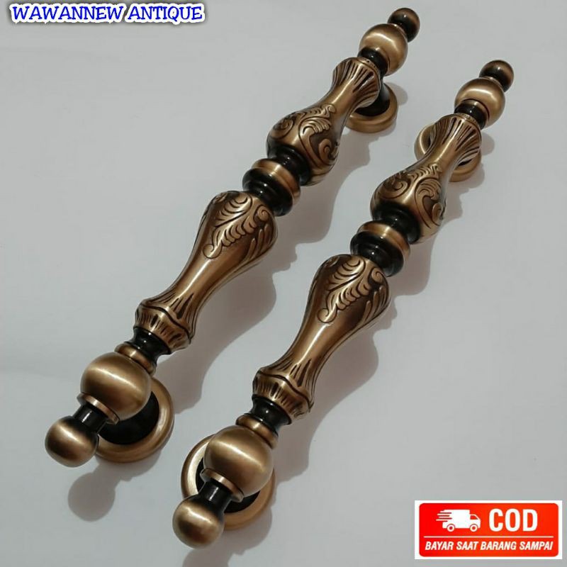 Handle Pintu / Gagang Pintu Rumah Pagar Kuningan Antik Murah Motif Phion 37cm