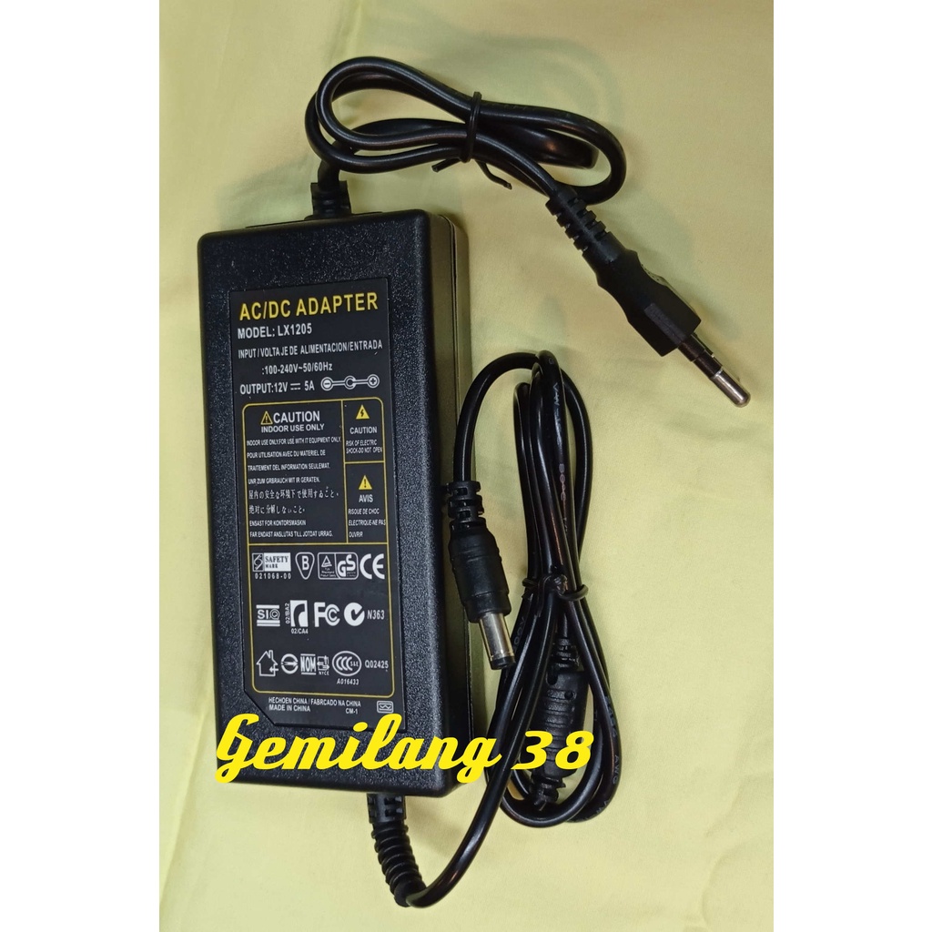 Adaptor 5A 12V ADAPTOR DC 12V 5A POWER SUPPLY 12 VDC 5 A BUILDIN Kabel