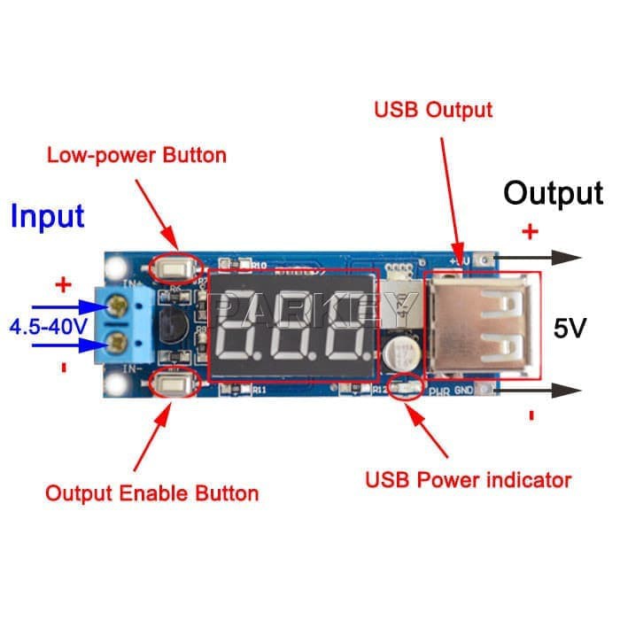 New USB Charger DC Buck Step Down Converter 5V 2A Voltmeter Module