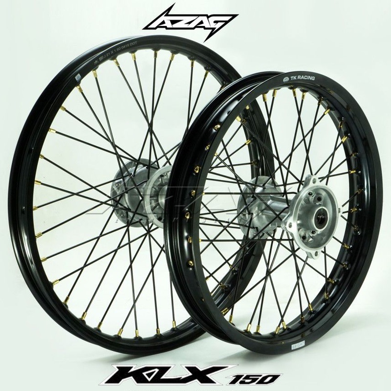 WHEELSET VELG SET MOTOCROSS KLX 150 TK BRIGHT 21-18 TROMOL ORIGINAL