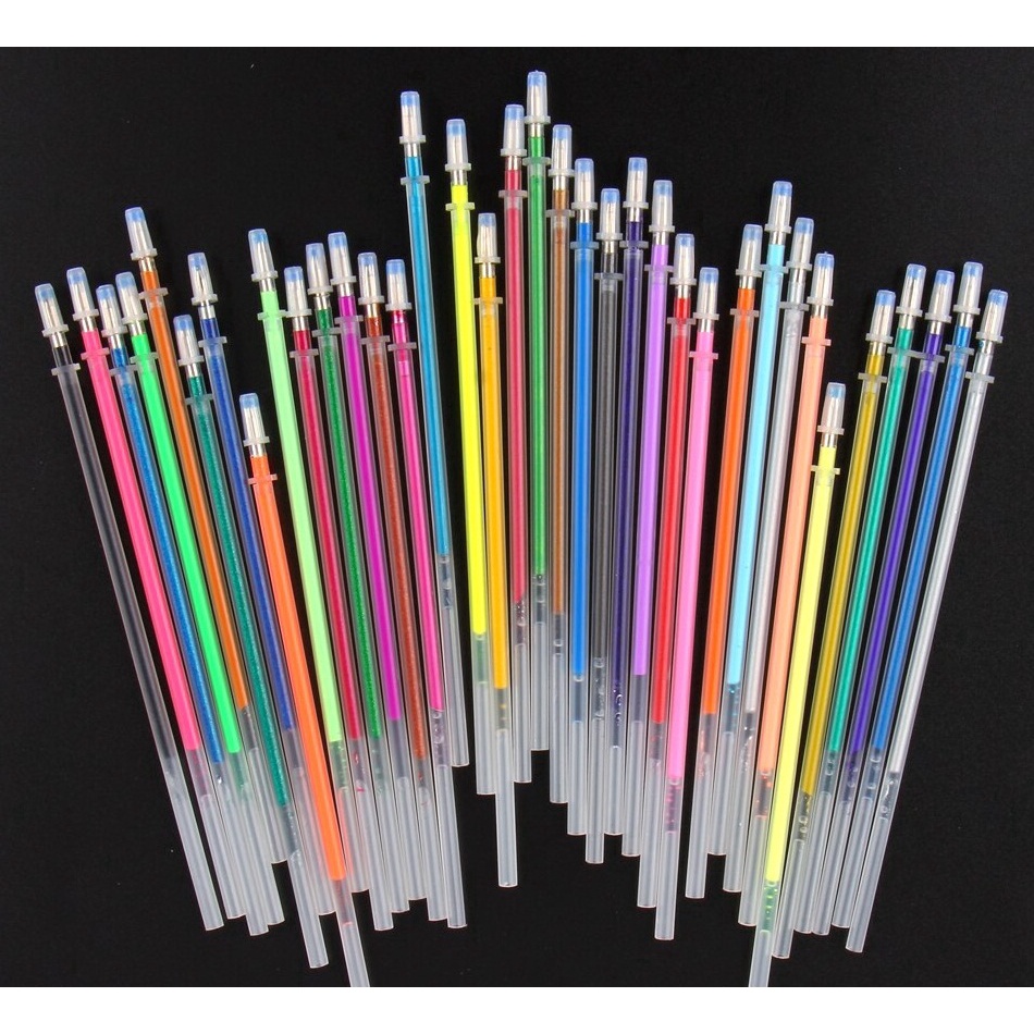 

[FS] 1 Set 12 Pcs Pen Gel Isi Ulang Kantor / Sekolah Refill Pulpen Warna - Neon, Glitter, Pastel