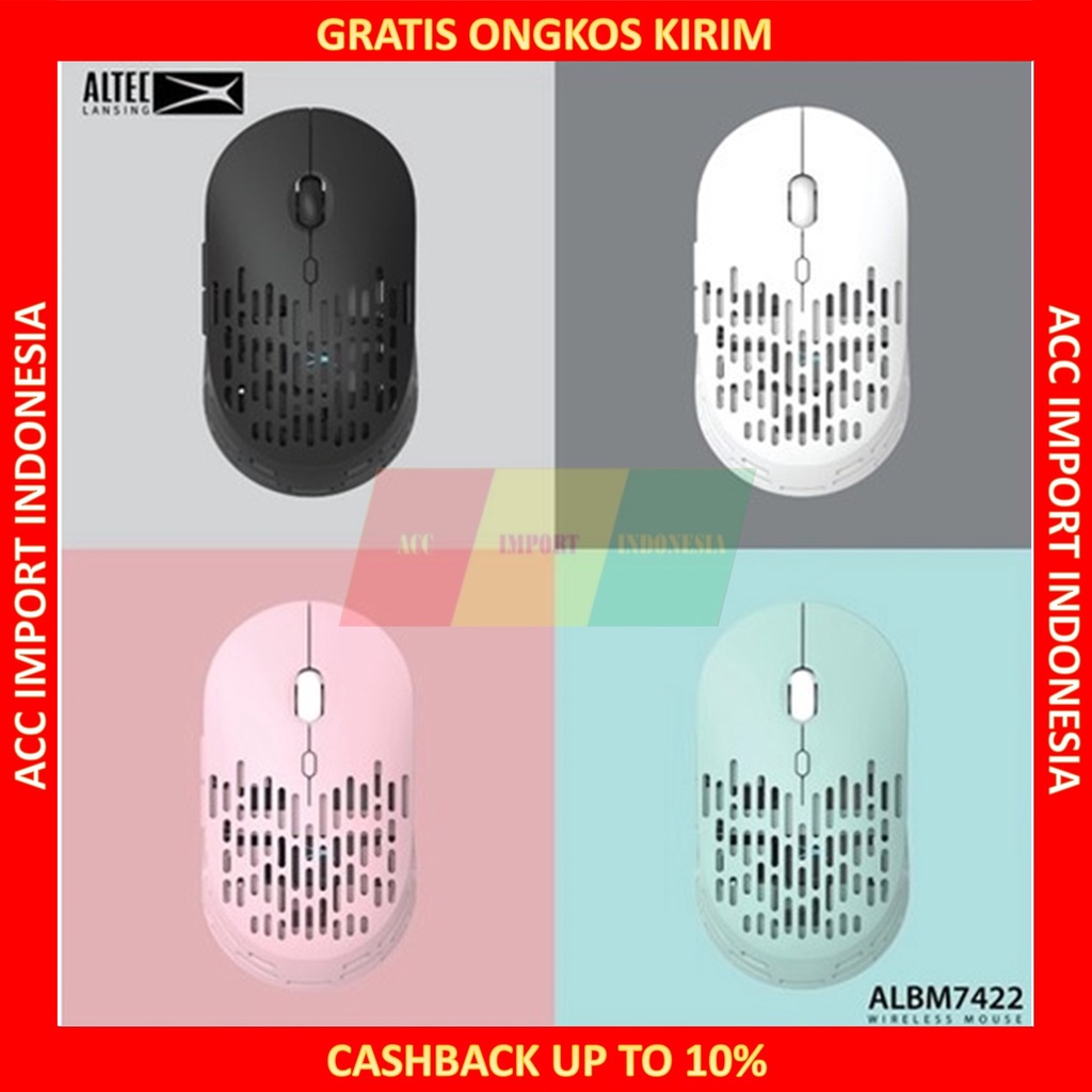 Altec Mouse Wireless Mouse Gaming Rechargeable Pink Lucu PC Laptop