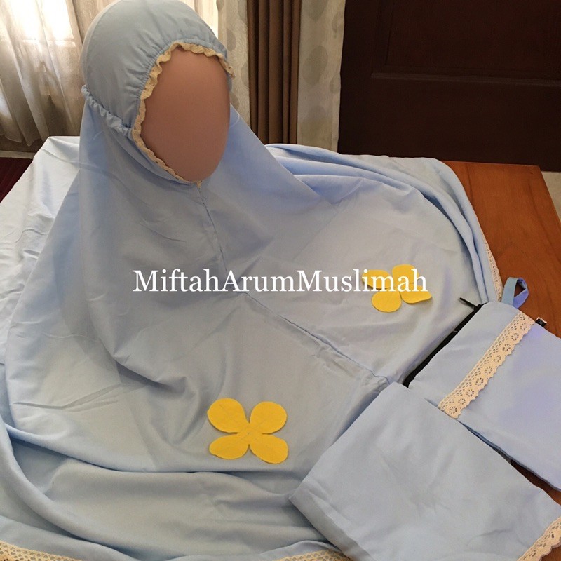 Mukena Anak Katun Polos Renda 7-12th