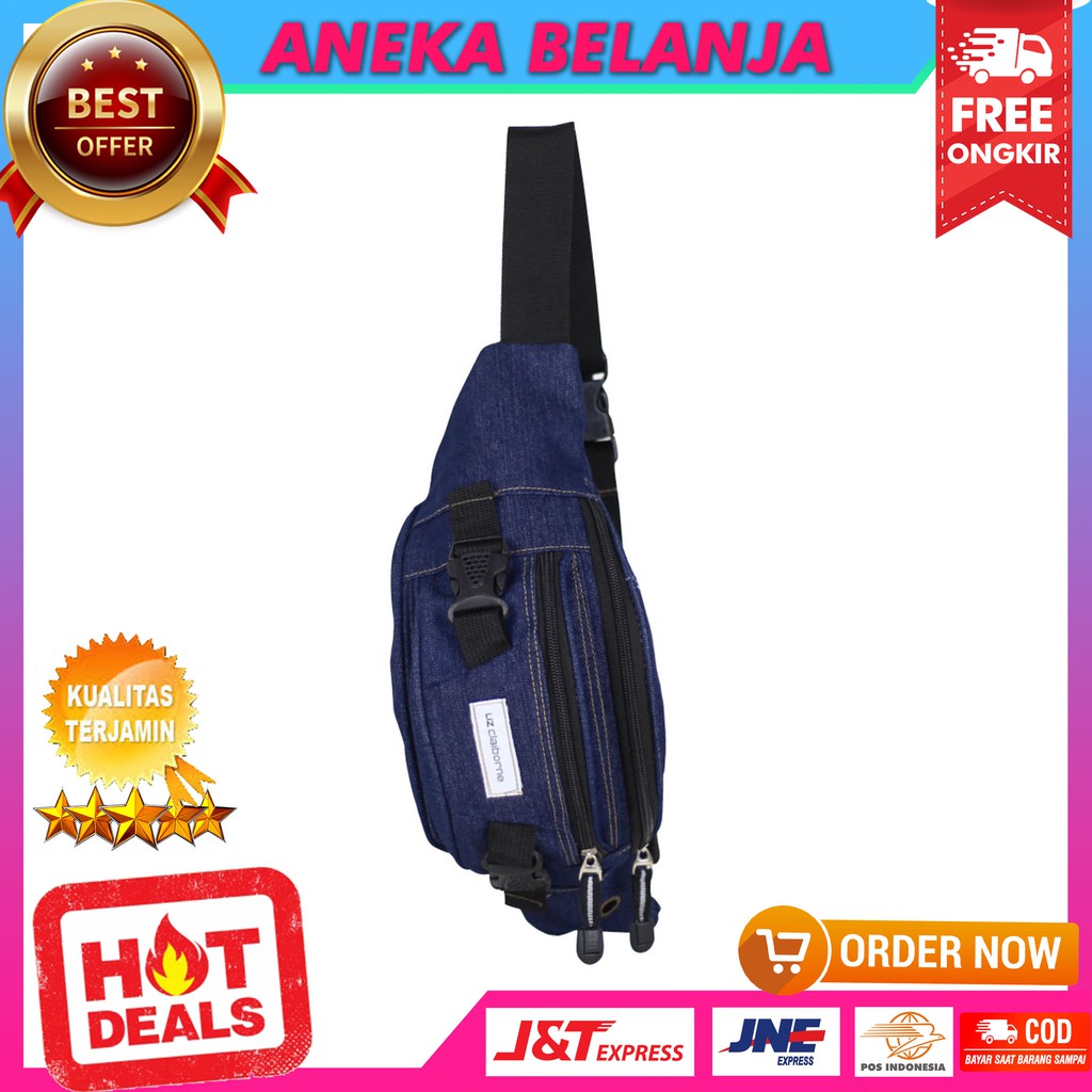New Trendy Waistbag Cowok Kece Kekinian Berkualitas Sporty Navy Casual Fashionable Ekonomis Stylish