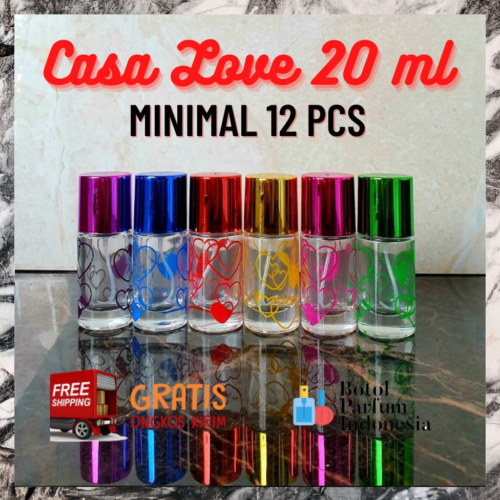 BOTOL PARFUM KOSONG SPRAY KACA 20 ML (CASA TRANSPARAN MOTIF LOVE 20 ML)