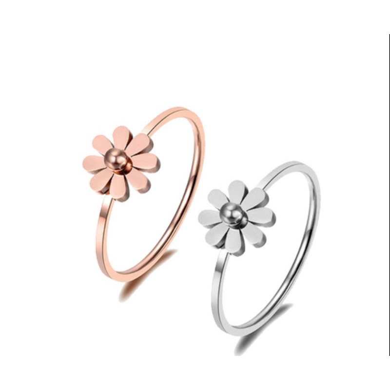 Cincin Daisy Titanium Dengan Motif Bunga Kecil Simple Anti Karat N210102107