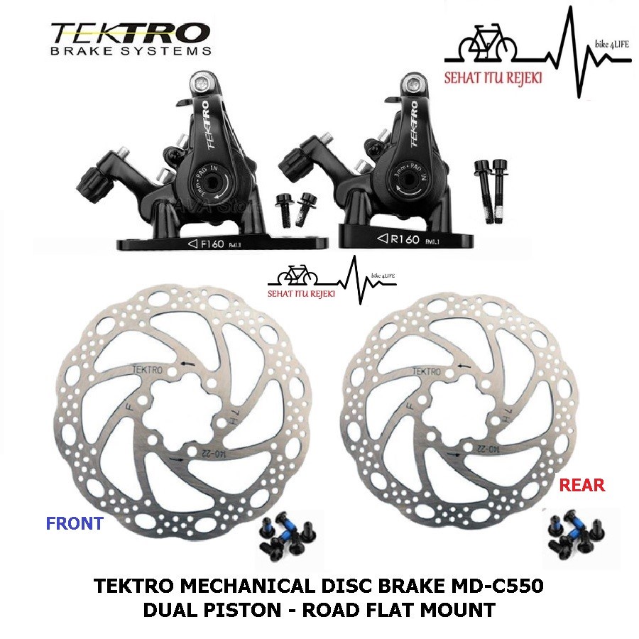 Jual TEKTRO DISC BRAKE MECHANICAL ROAD FLAT MOUNT MD-C550 DUAL PISTON ...