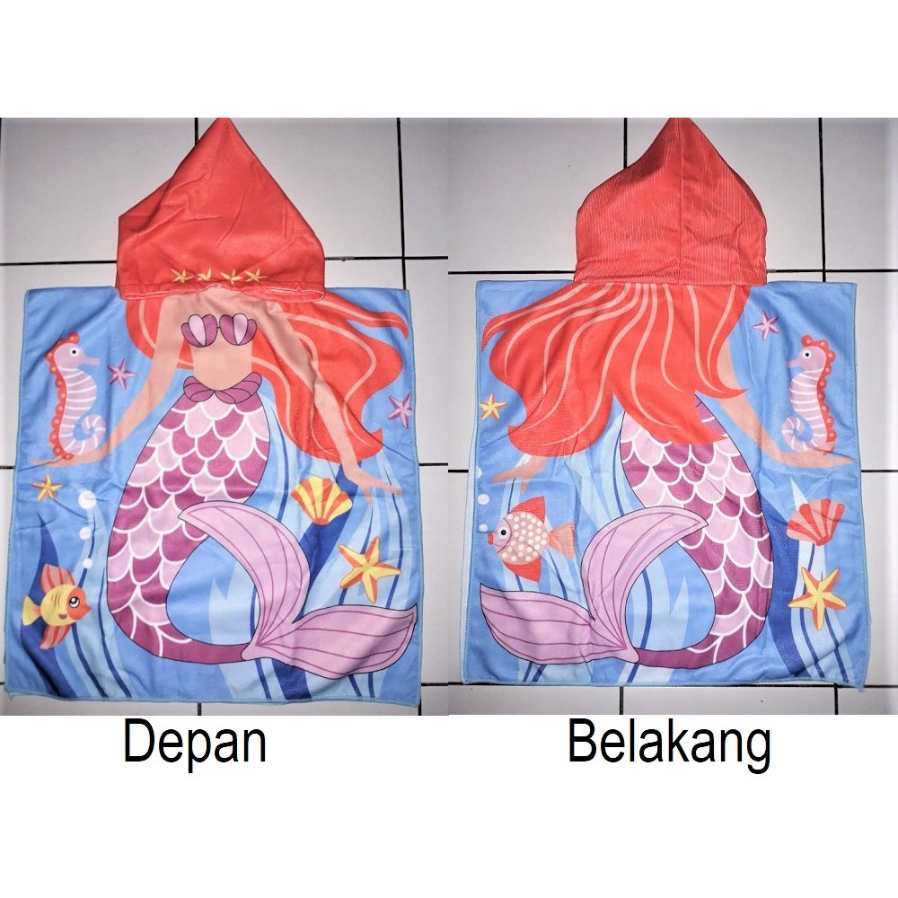 Handuk Renang Ponco Anak Bayi ( Swim Kids Baby Towel-Handuk Topi Lucu Batita/Balita Mandi/Berenang )