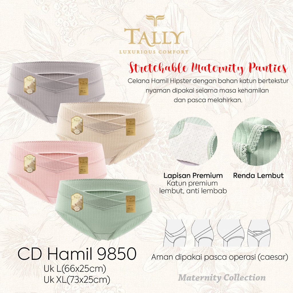 Cd Hamil Tally 9848 / 9850 / 9870 Katun Tekstur Motif | Celana Dalam Ibu Hamil |tcx