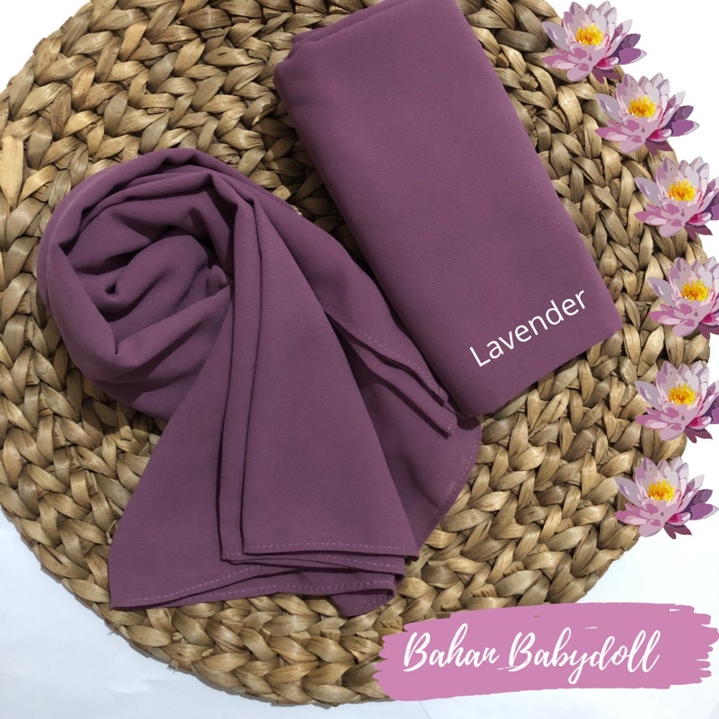PASHMINA CERUTY BABYDOLL PREMIUM JAHIT TEPI Hijab Jilbab-Lavender