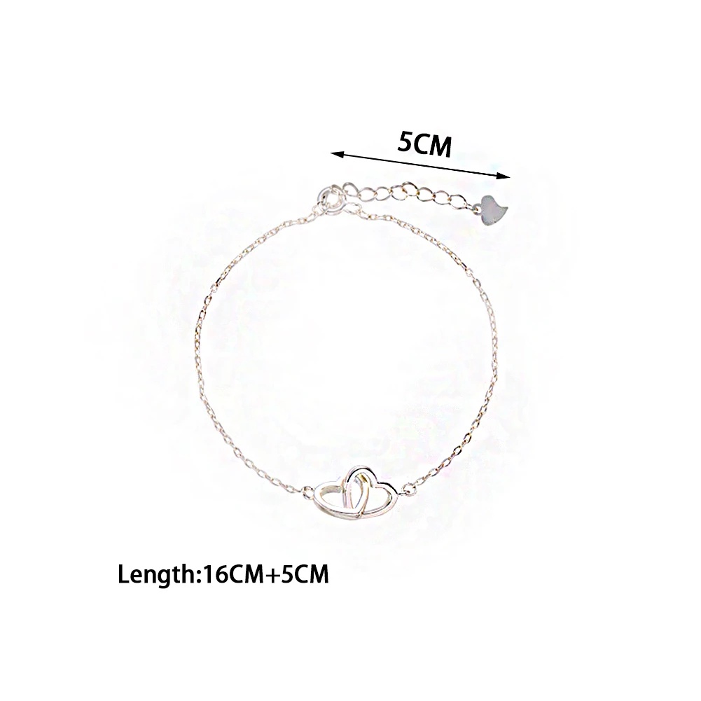 Gelang Rantai Adjustable Bahan Alloy Warna Silver Gaya Korea Untuk Wanita