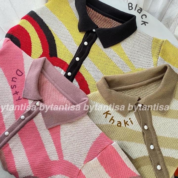 Terbaru.. CARDIGAN RAJUT CROP RAINBOW TOP BAHAN TEBAL PREMIUM QUALITY