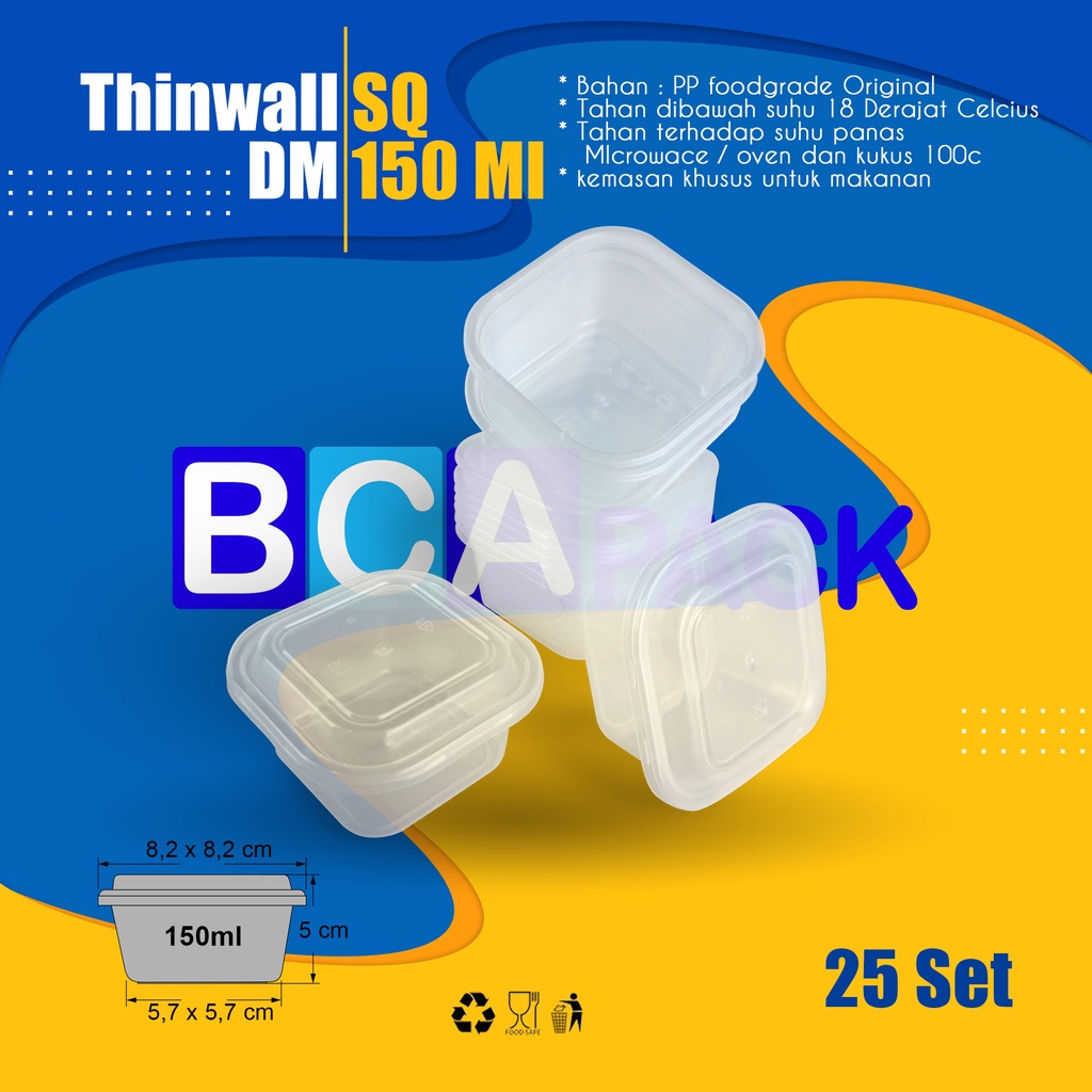 THINWALL DM 150 ML SQUARE MINI - 150ML SQ Mini - ISI 25 Set