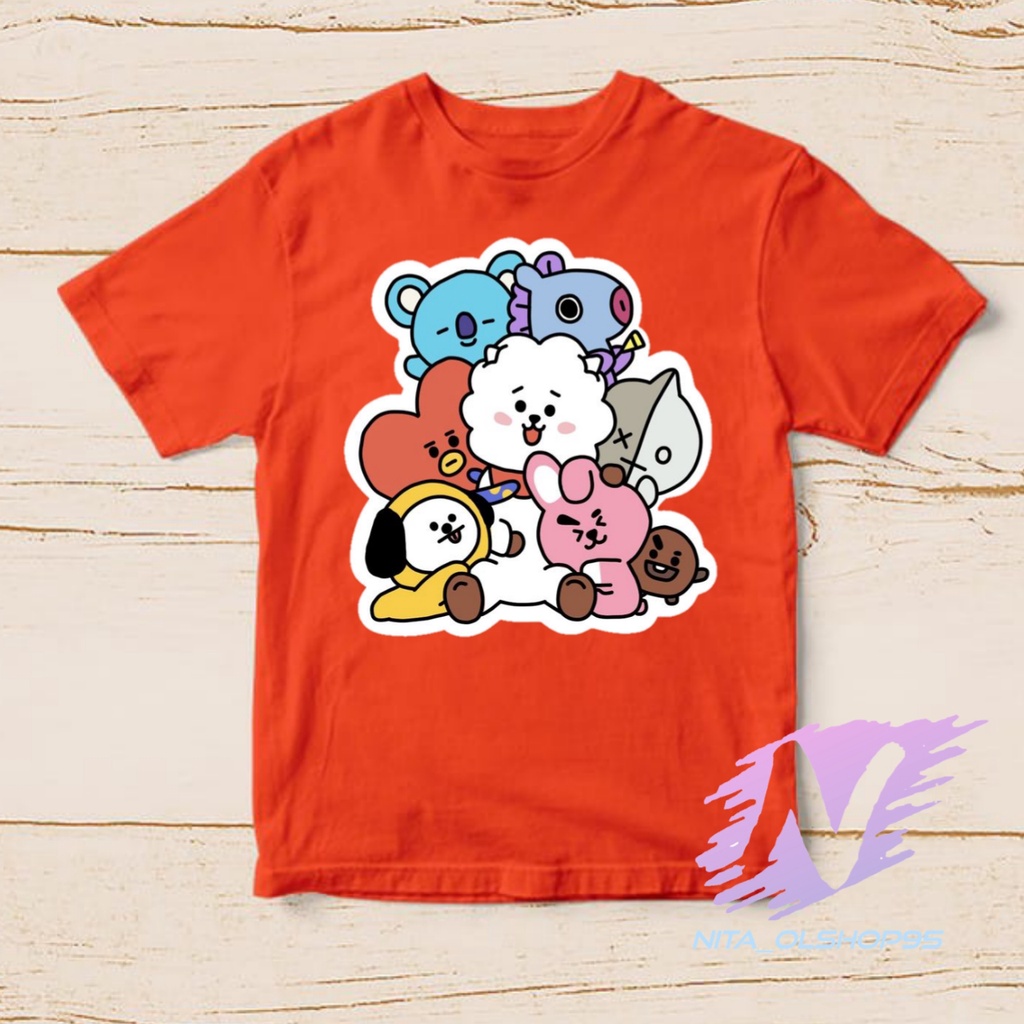 kaos anak animasi kartun bts