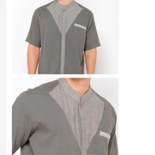 Ranti - Baju Muslim Koko Anak Lengan Pendek | Grey Scale BKA-2