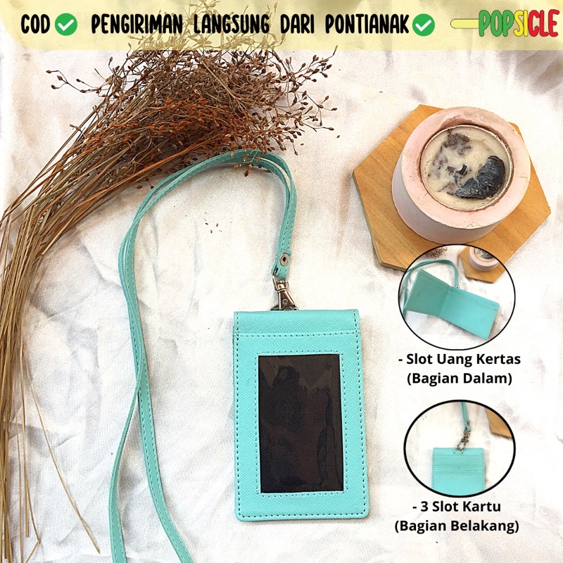 

Lanyard Kulit Flashee Magnet Tosca ID Card Holder Magnet Name Tag Dompet Kulit PU