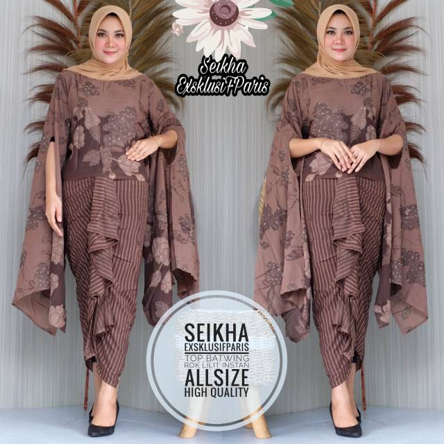 Batik Batwing Set Bahan Paris - Seikha Ekslusif Paris