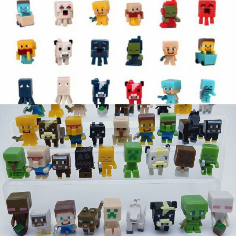 Figure minifigure crepper steve import hi quality / mainan patung mine craft mojang pixel lego actio