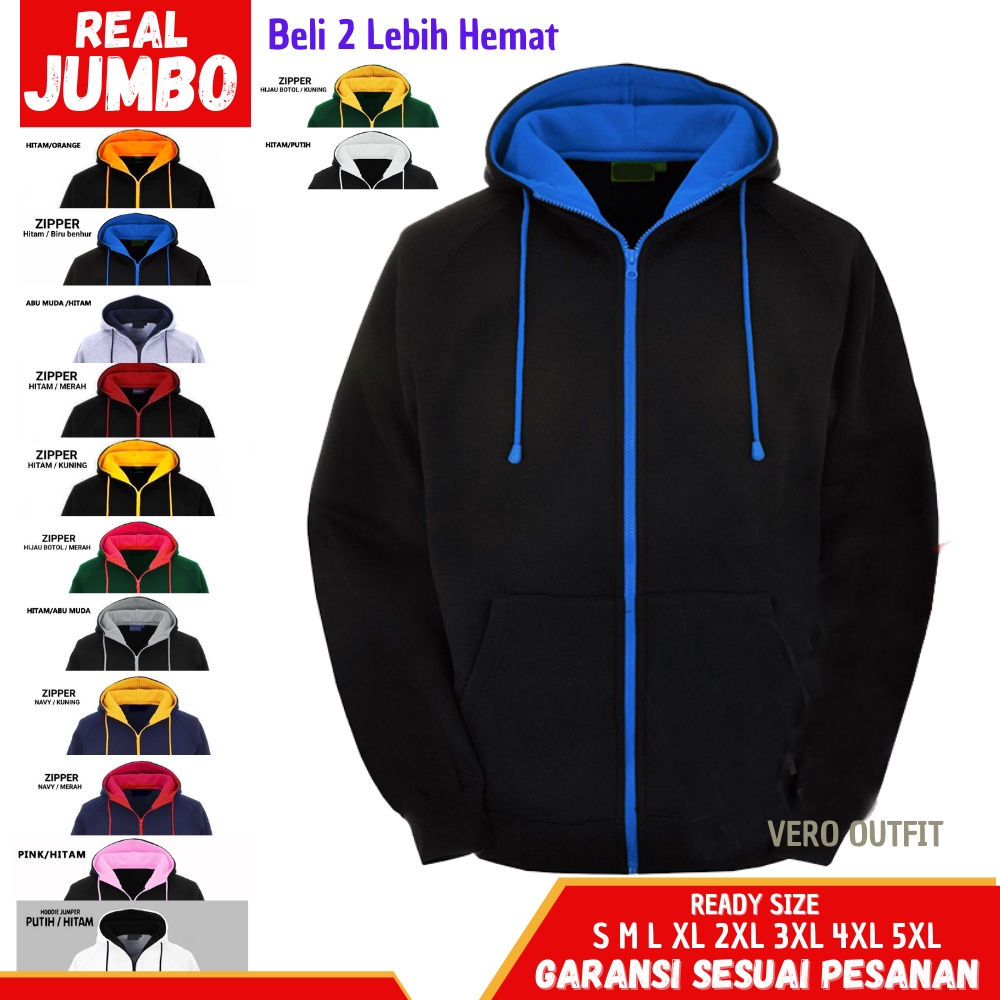 Jacket Jaket Hody Ziper Sleting Pria Wanita Cowok Cewek Remaja Gemuk Dewasa Couple Unisex Jumbo Big 