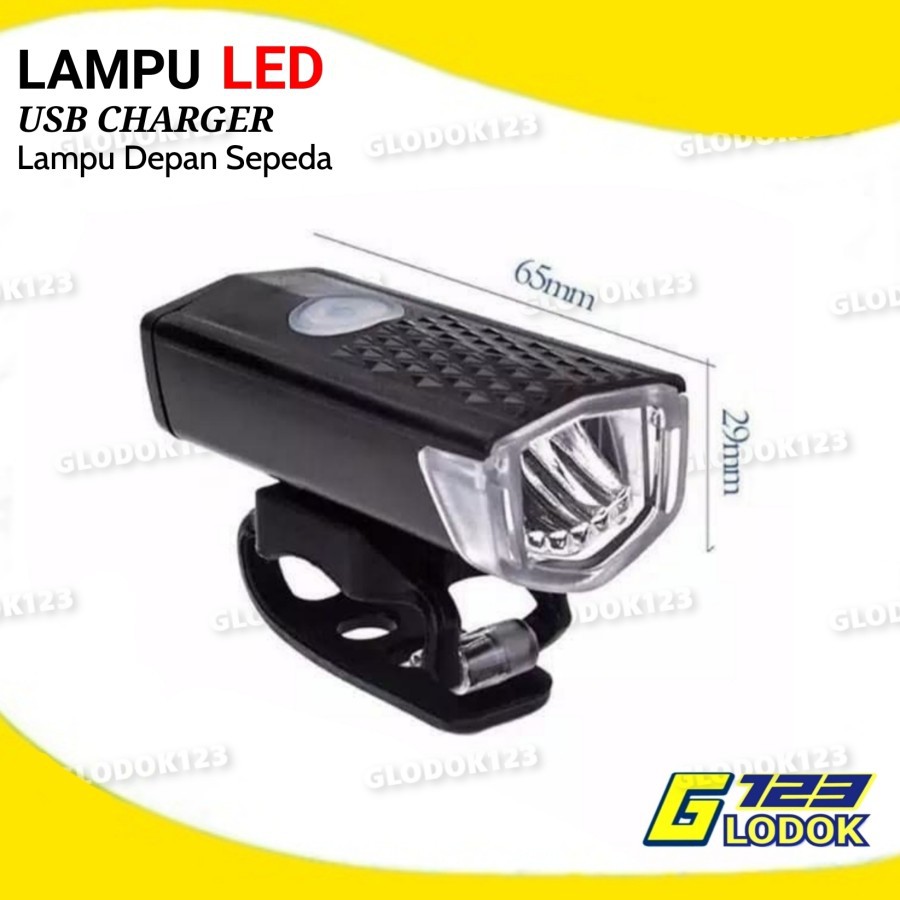 Lampu Depan Sepeda LED USB Charger Waterproof