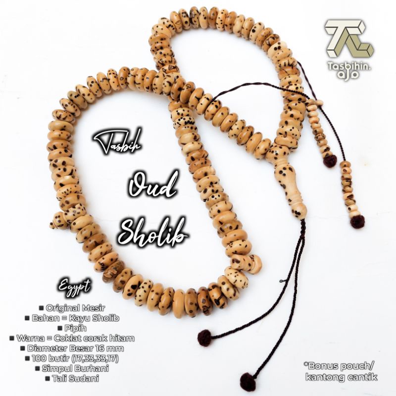 [ORIGINAL MESIR] TASBIH OUD SHOLIB PIPIH 16 MM