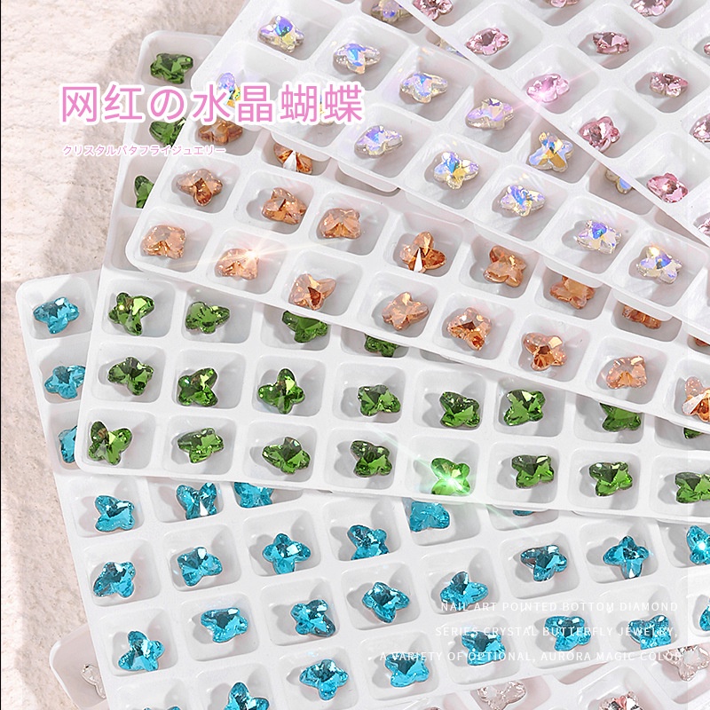 MSY 30PCS Hiasan Butterfly 3D/Aksesoris Kupu-kupu Crystal Warna Warni Nail Art