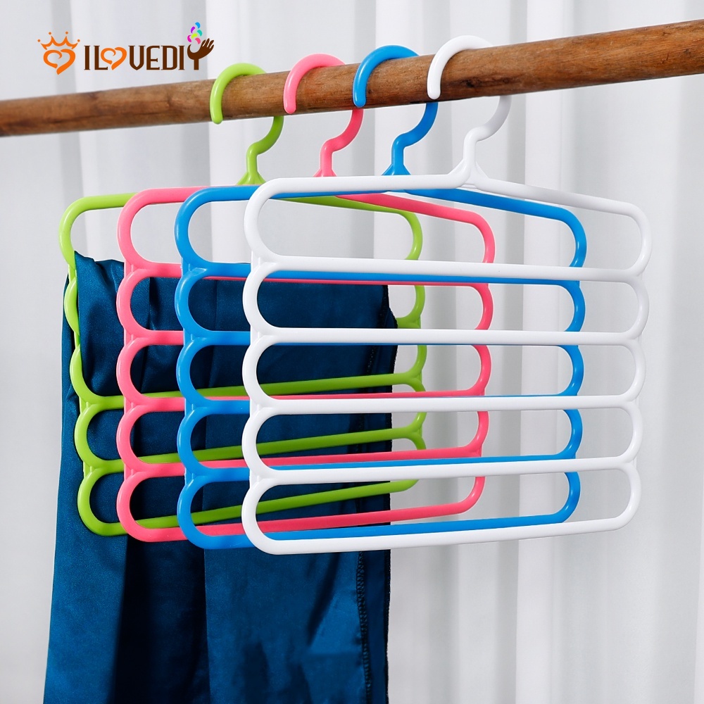 Rak Pengering Pakaian / Syal / Ikat Pinggang / Celana Bahan Plastik Lima Lapis Multifungsi Anti slip